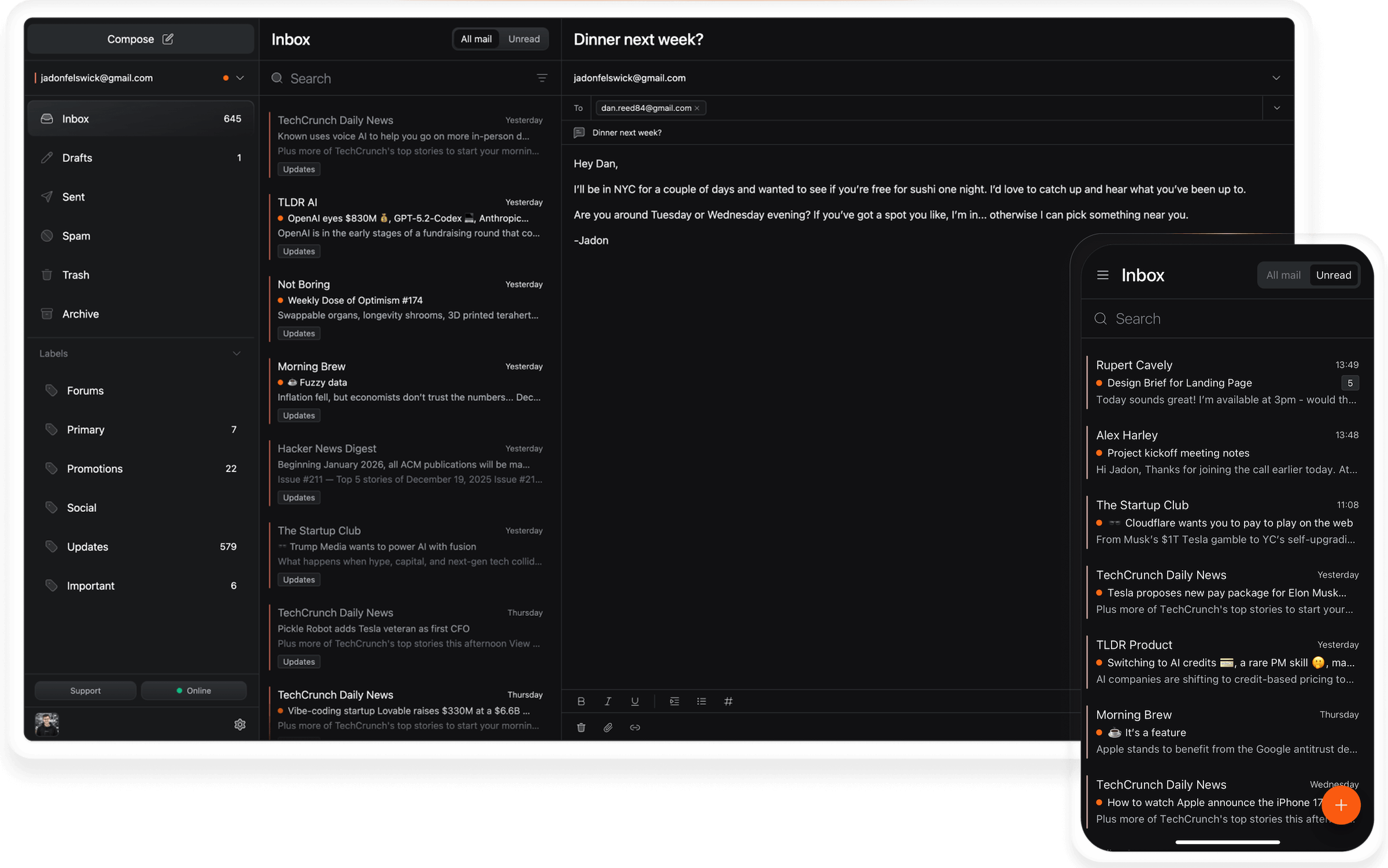 Marco email client — Desktop view